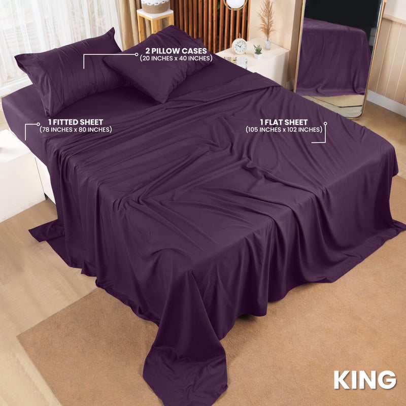 Utopia Bedding King Bed Sheets Set - 4 Piece Bedding - Brushed Microfiber - Shrinkage and Fade Resistant - Easy Care (King, Purple) - Image 2